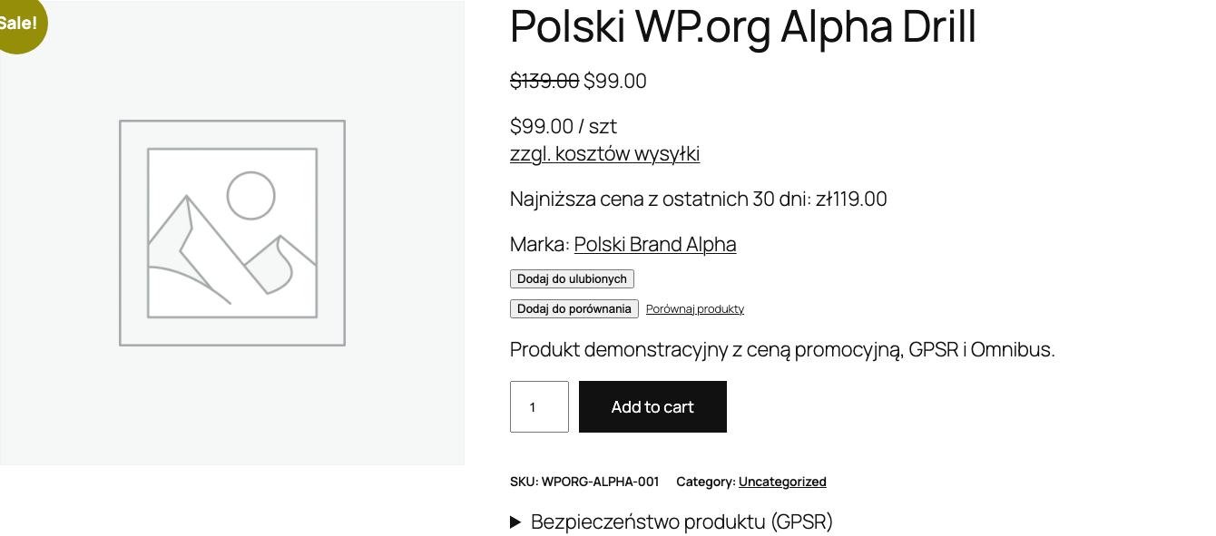 Product page with Omnibus lowest price displayed