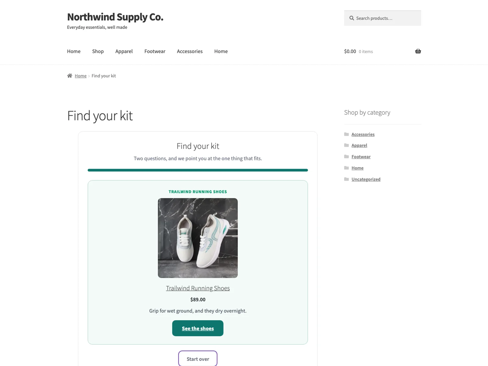 The recommendation card with a product, its price and a button