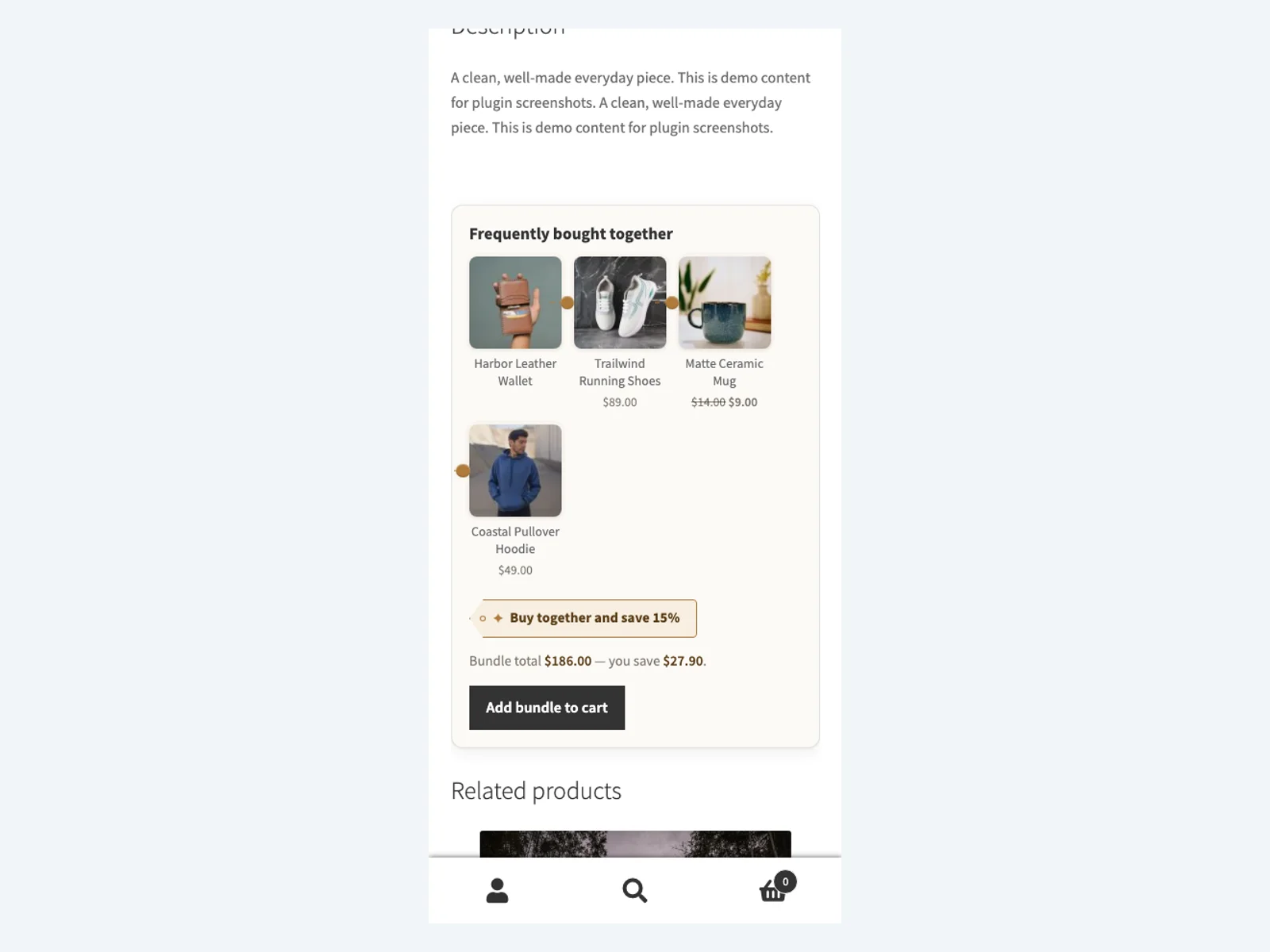 Product bundle on mobile