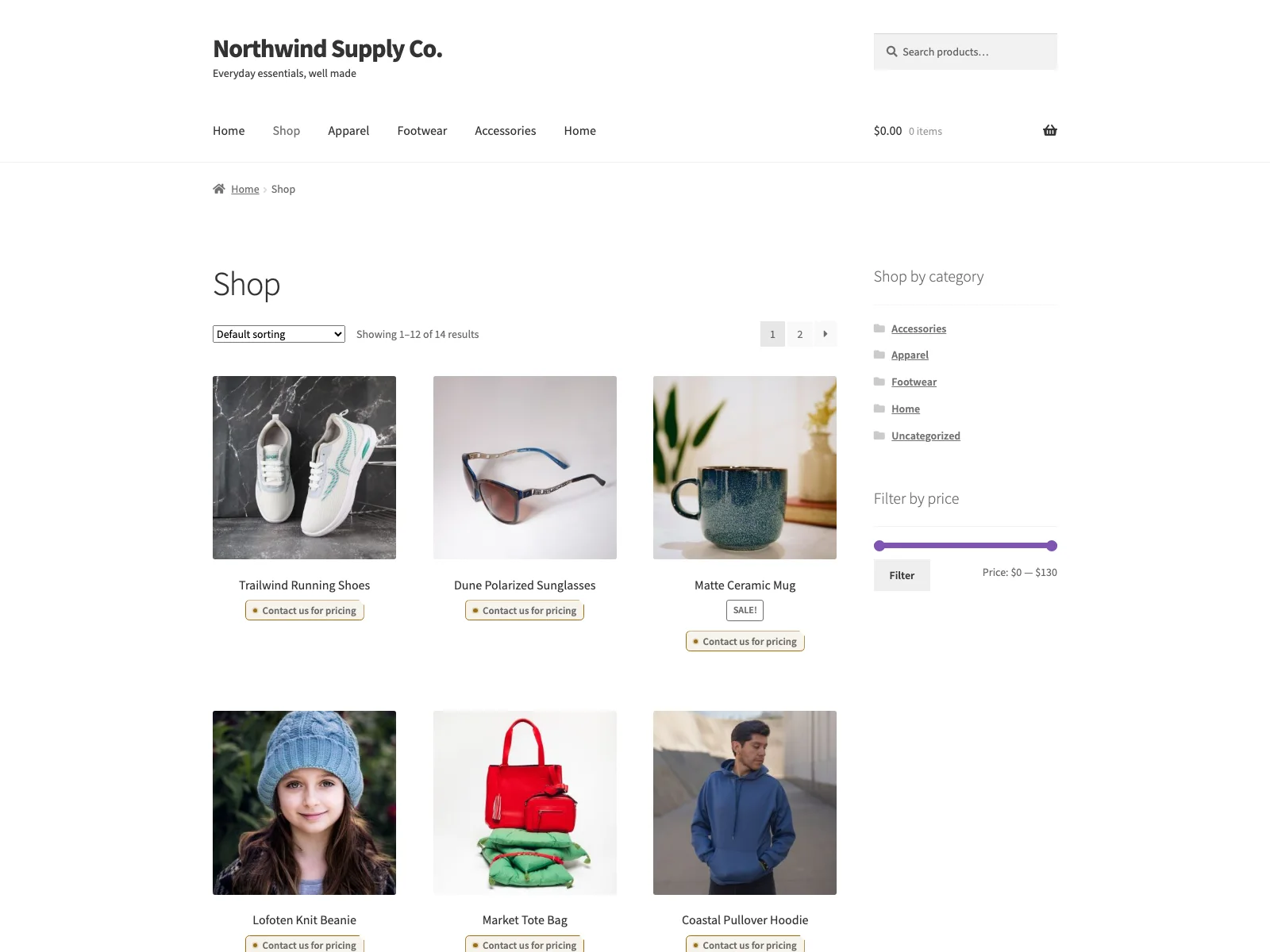 Catalog mode on the shop listing