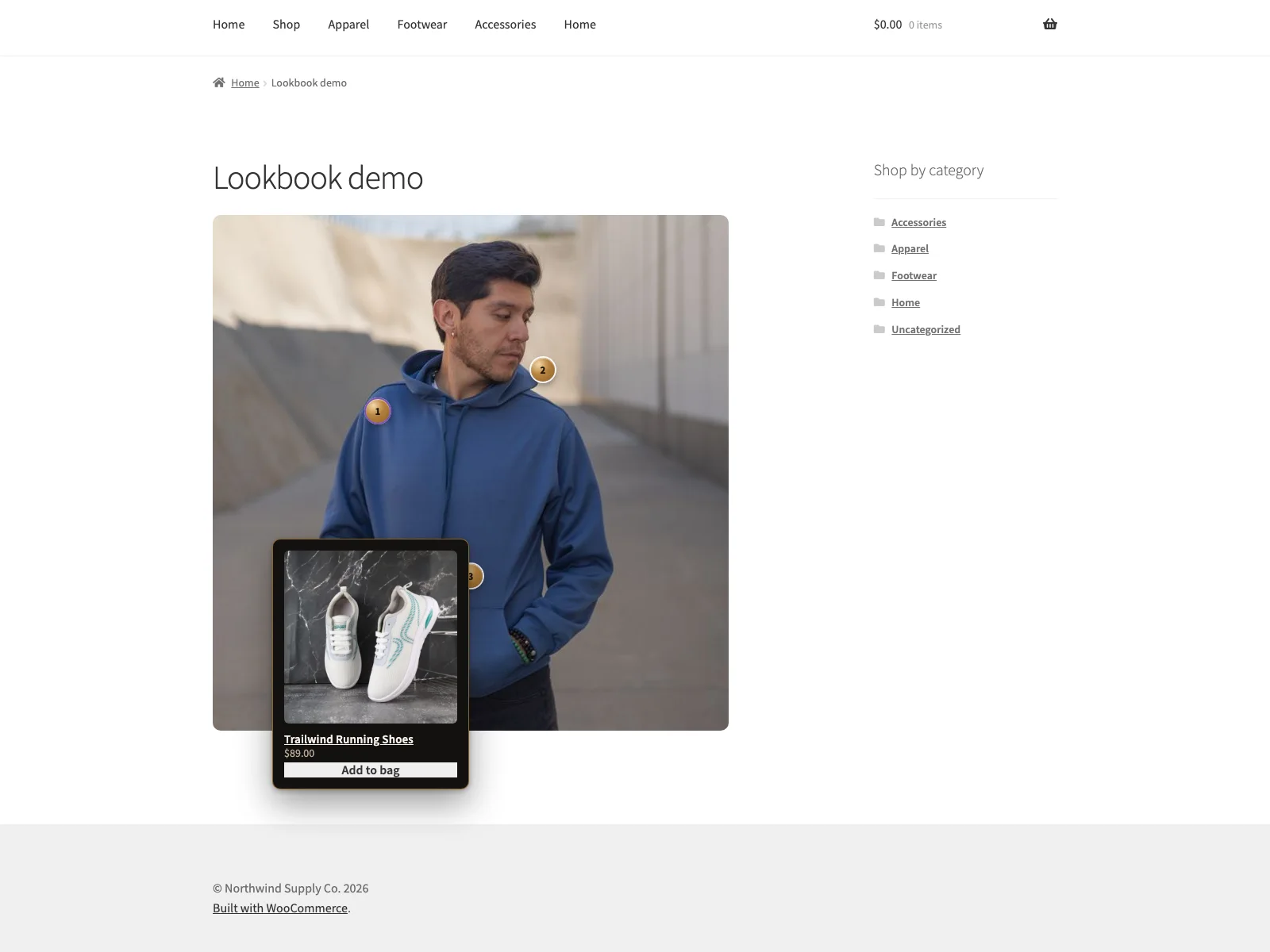 Shoppable image with products pinned as hotspots