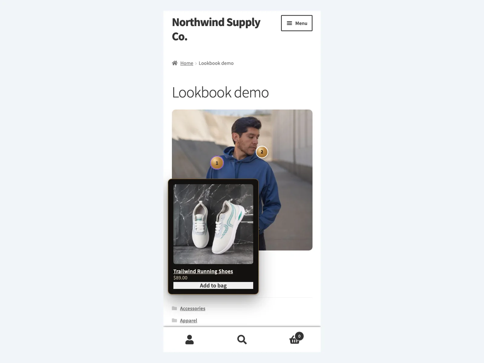Shoppable image on mobile