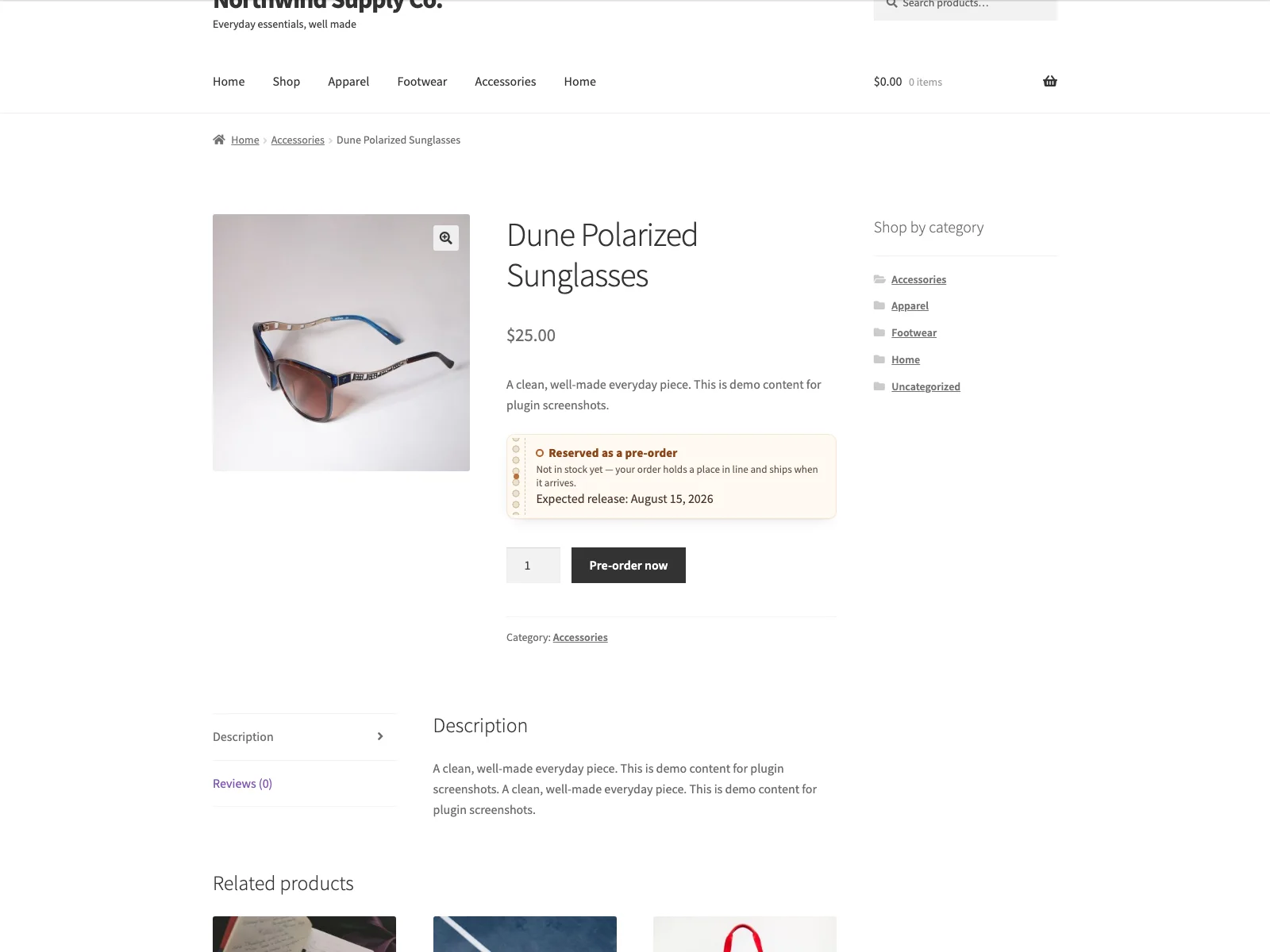 Pre-order product on the product page