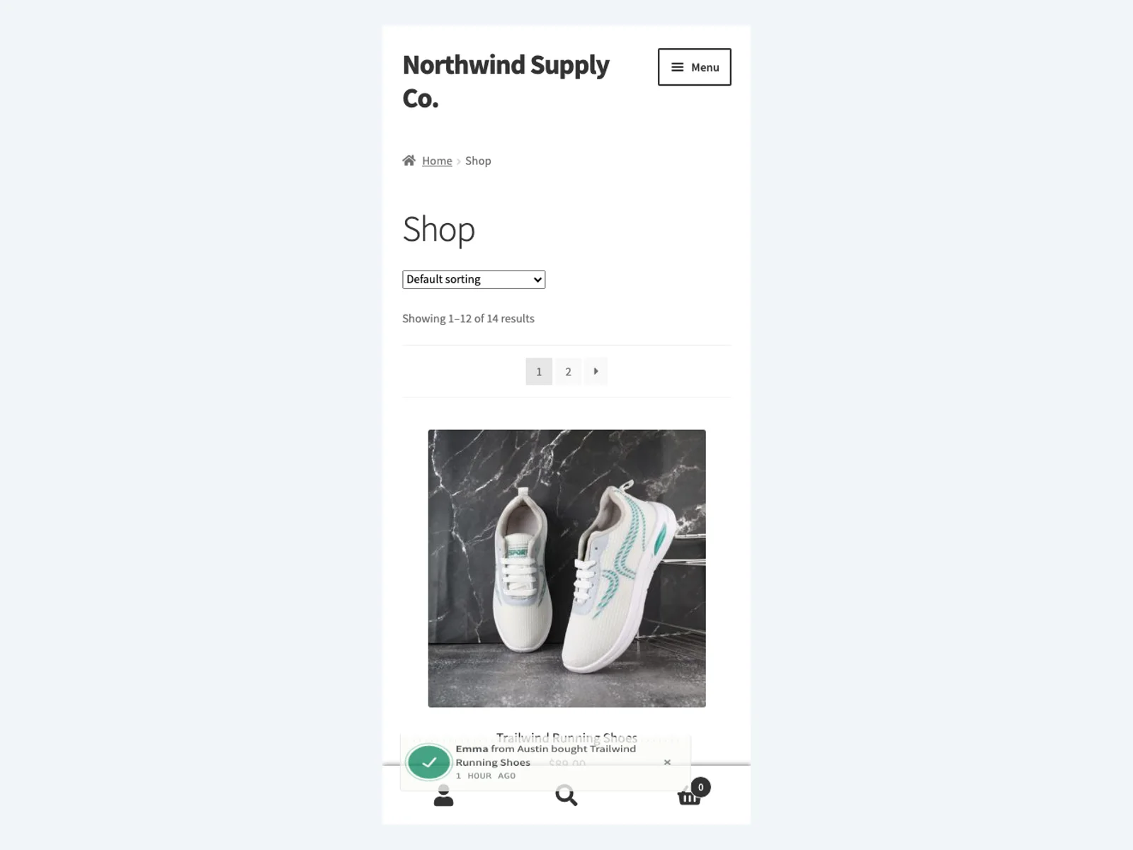 Social-proof popup on mobile