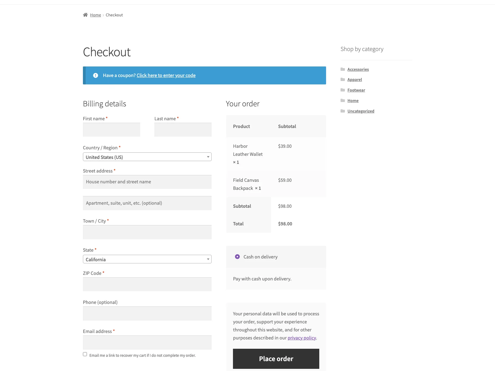 Cart-recovery consent at WooCommerce checkout