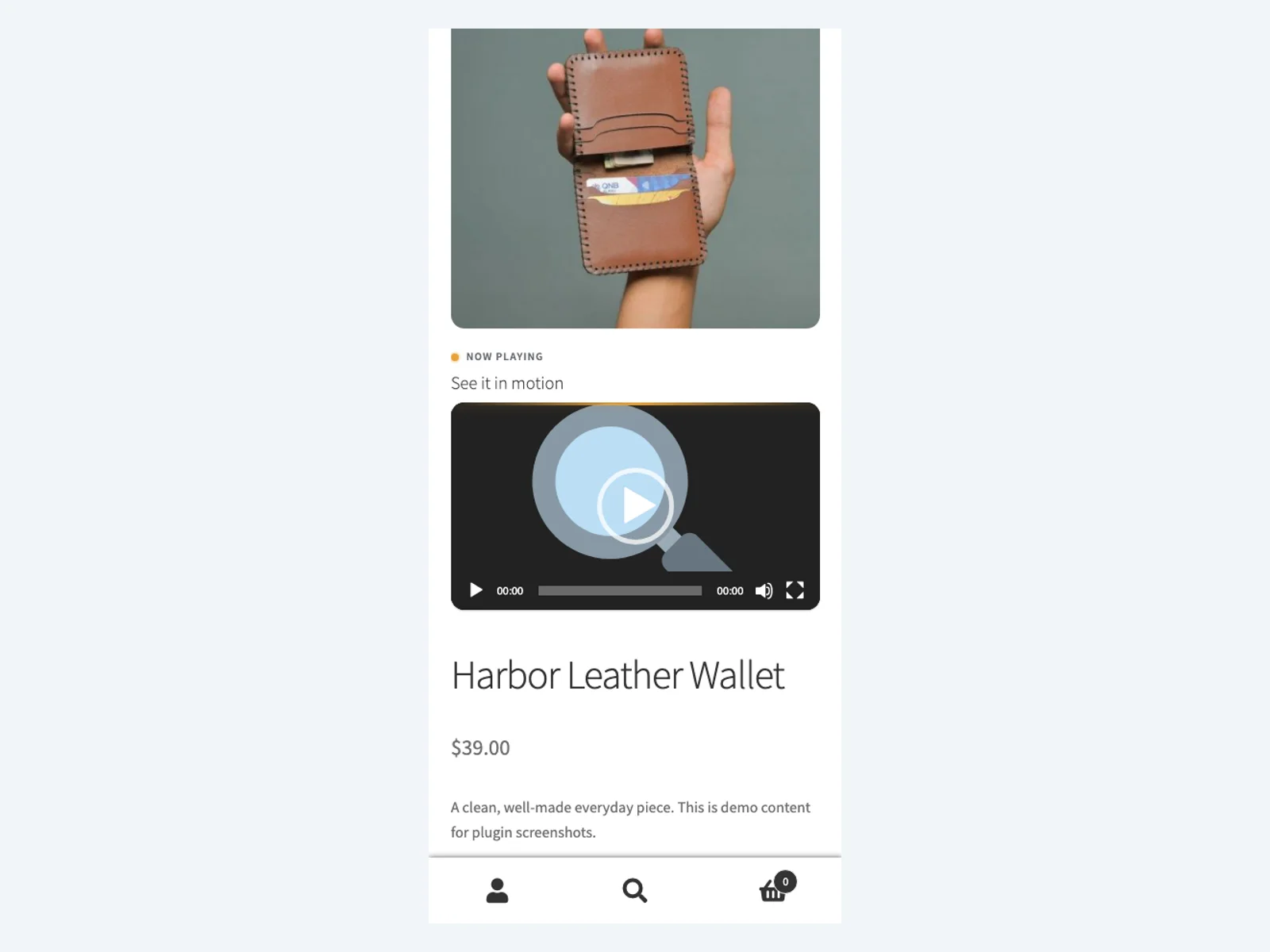 Product video on mobile