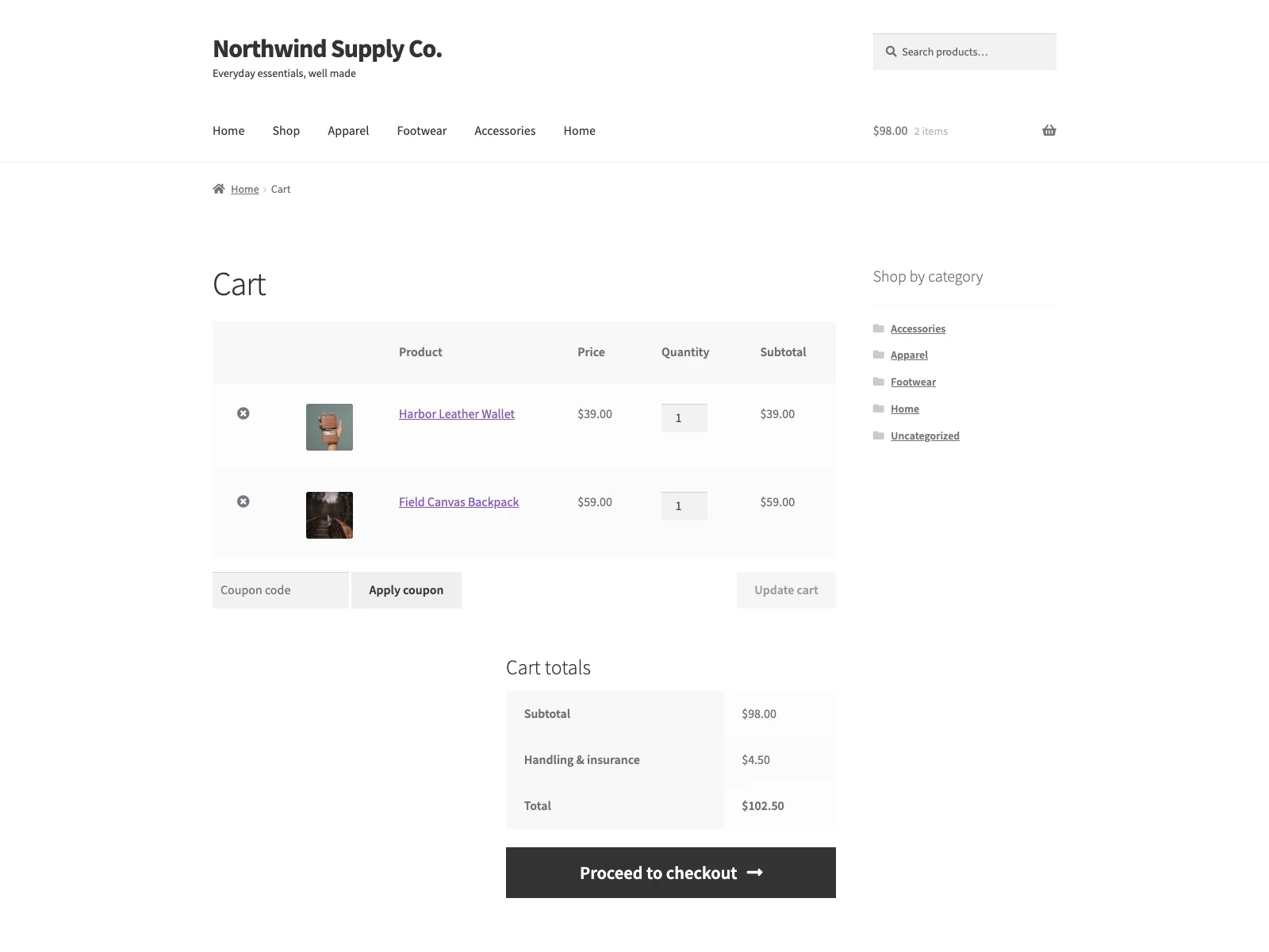 Extra fee in the cart totals