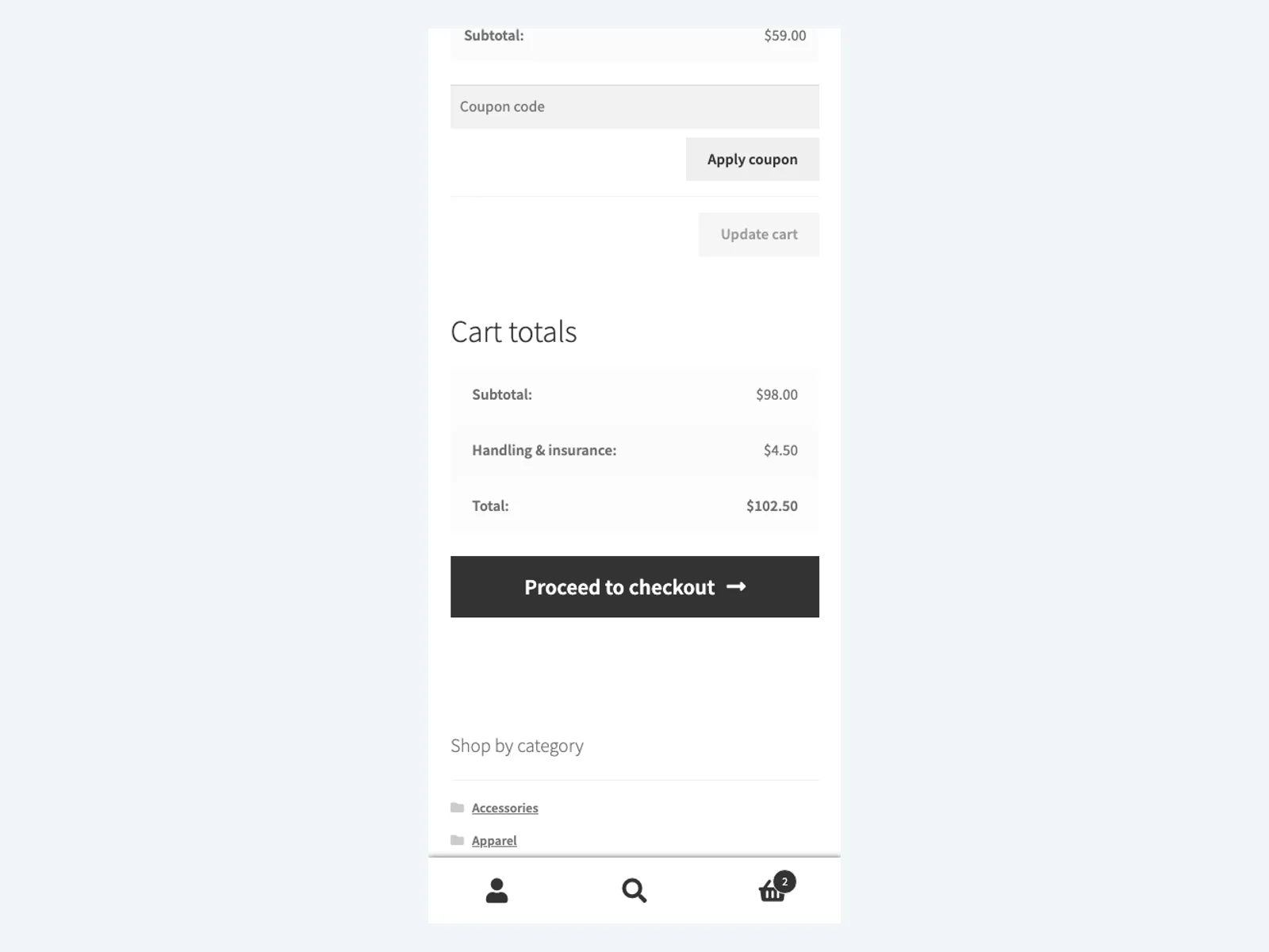 Extra fee in the cart on mobile