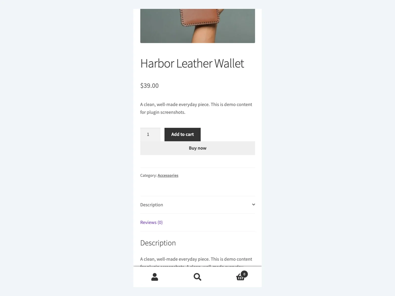 Buy Now button on mobile