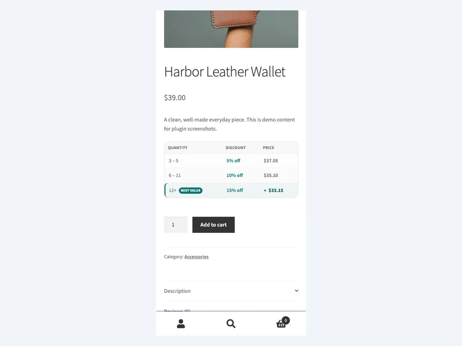 Tiered pricing table on mobile