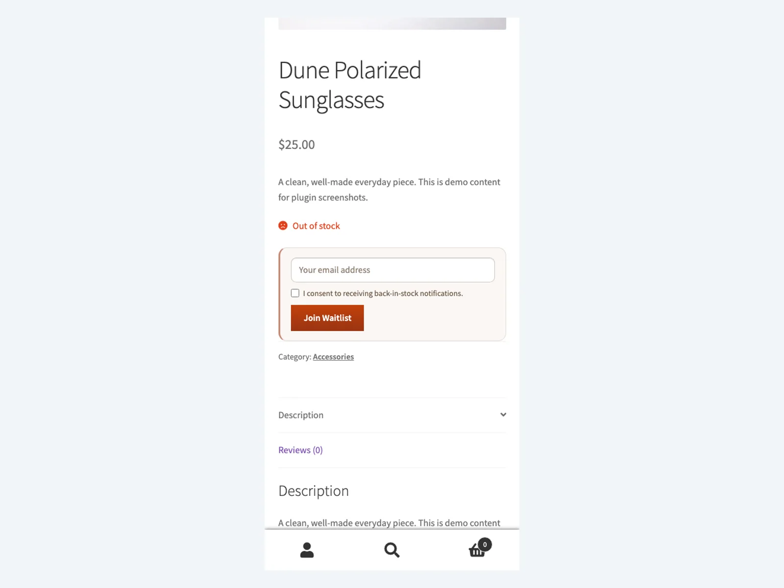 Plogins Waitlist form on mobile