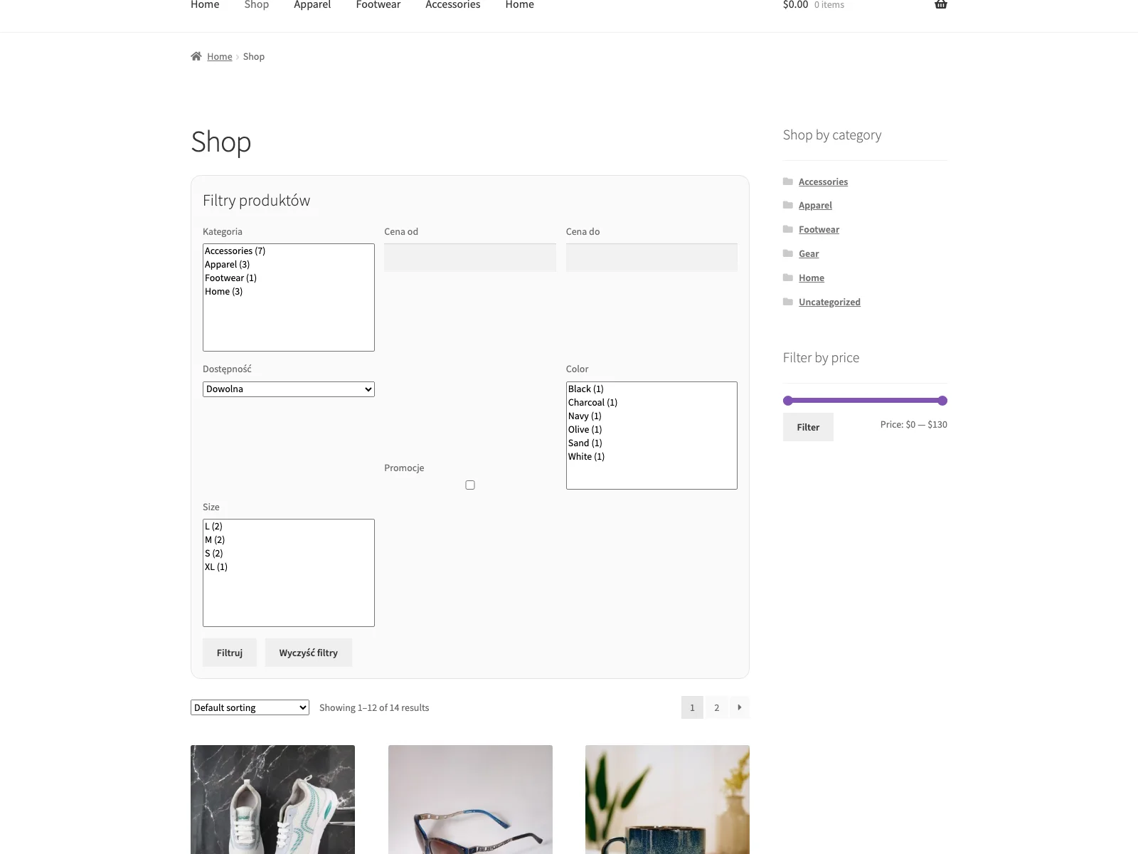 AJAX product filters on the shop page